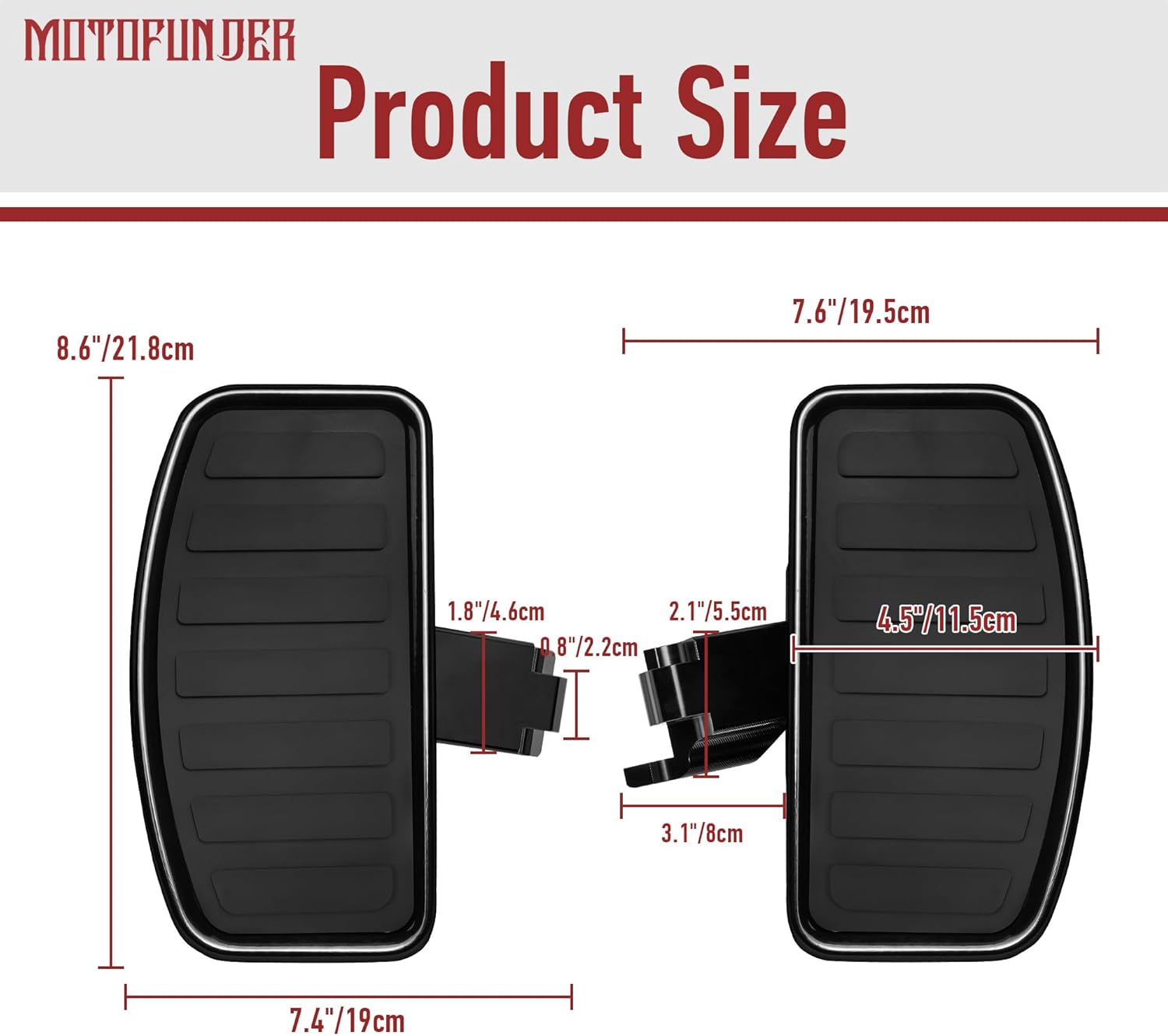 Driver Floorboards Footrest for Can-Am Ryker Sport (2022-2025) / 600 900 (2019-2025) / Rally Edition (2019-2025) Accessories- Wide Foot Pegs Rider Footboard (Horizontal bar Black)