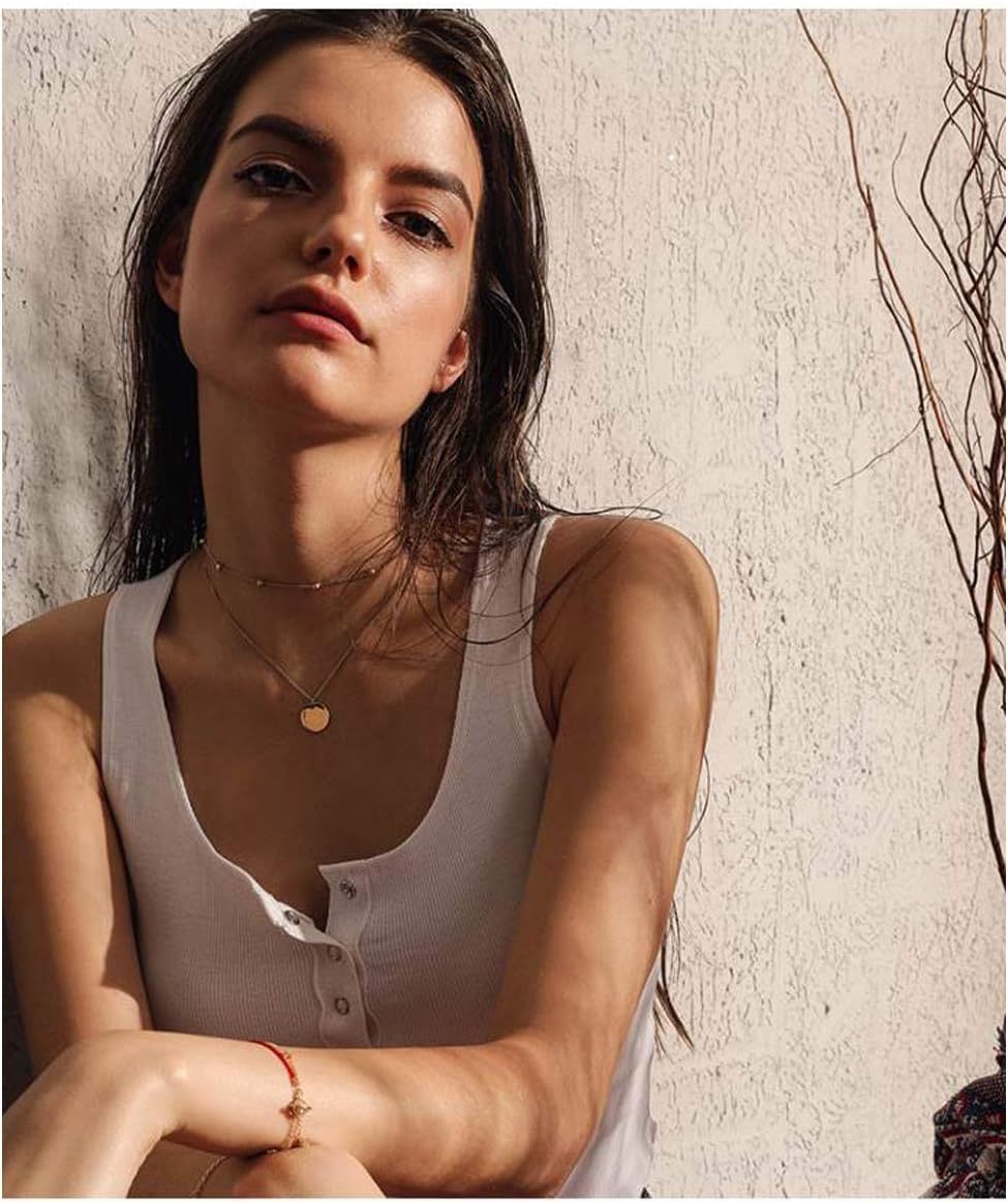 Rose Gold Layered Necklace for Women - Beads Choker Necklace Stackable Necklace - Image 2