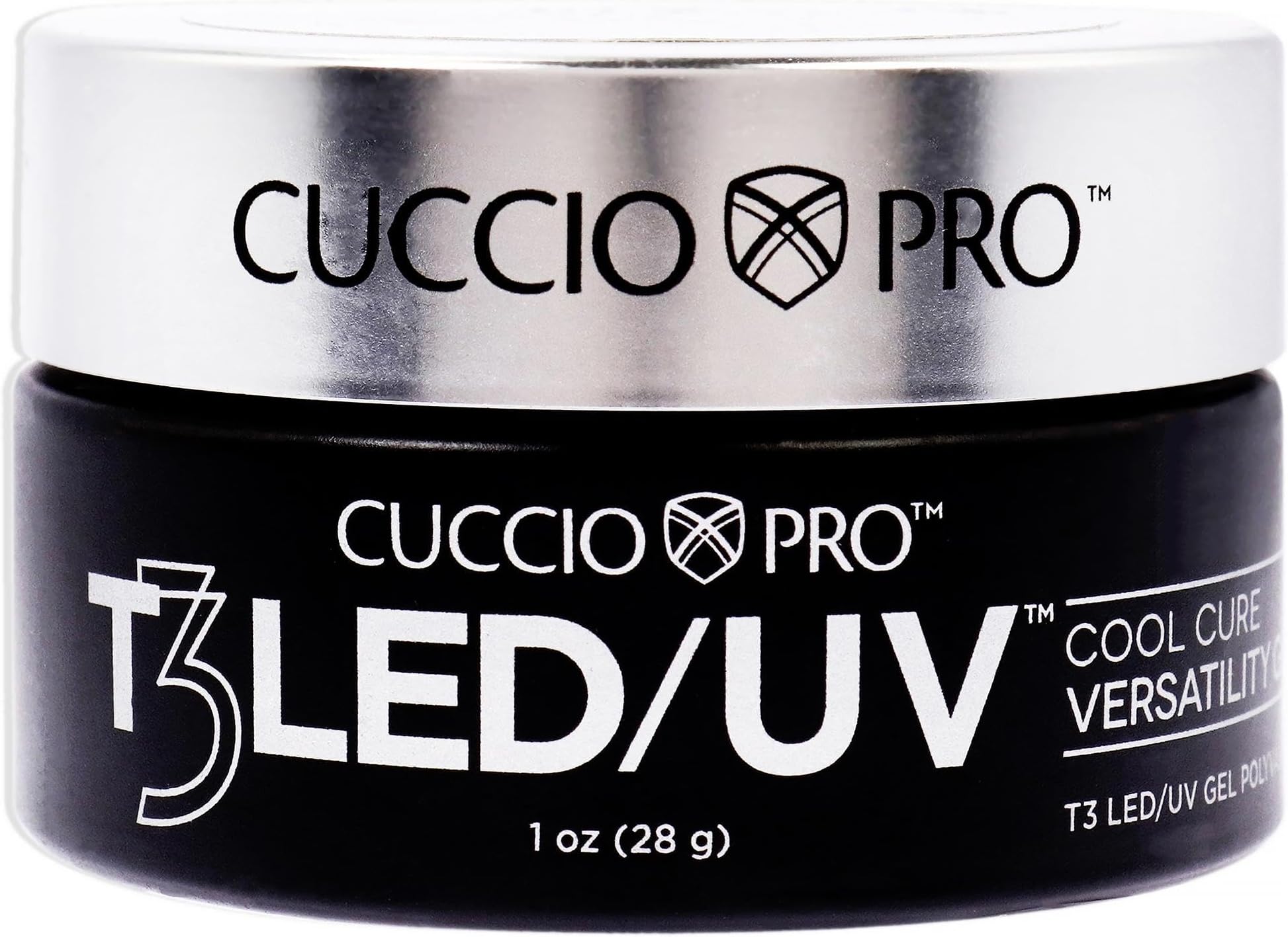 Cuccio Pro T3 LED/UV Cool Cure Versatility Gel - Self-Levelling - Incredibly Flexible - Strong Adhesion - High Shine Finish - Fast Application - Quick Cure - Platinum - 1 Oz Nail Gel