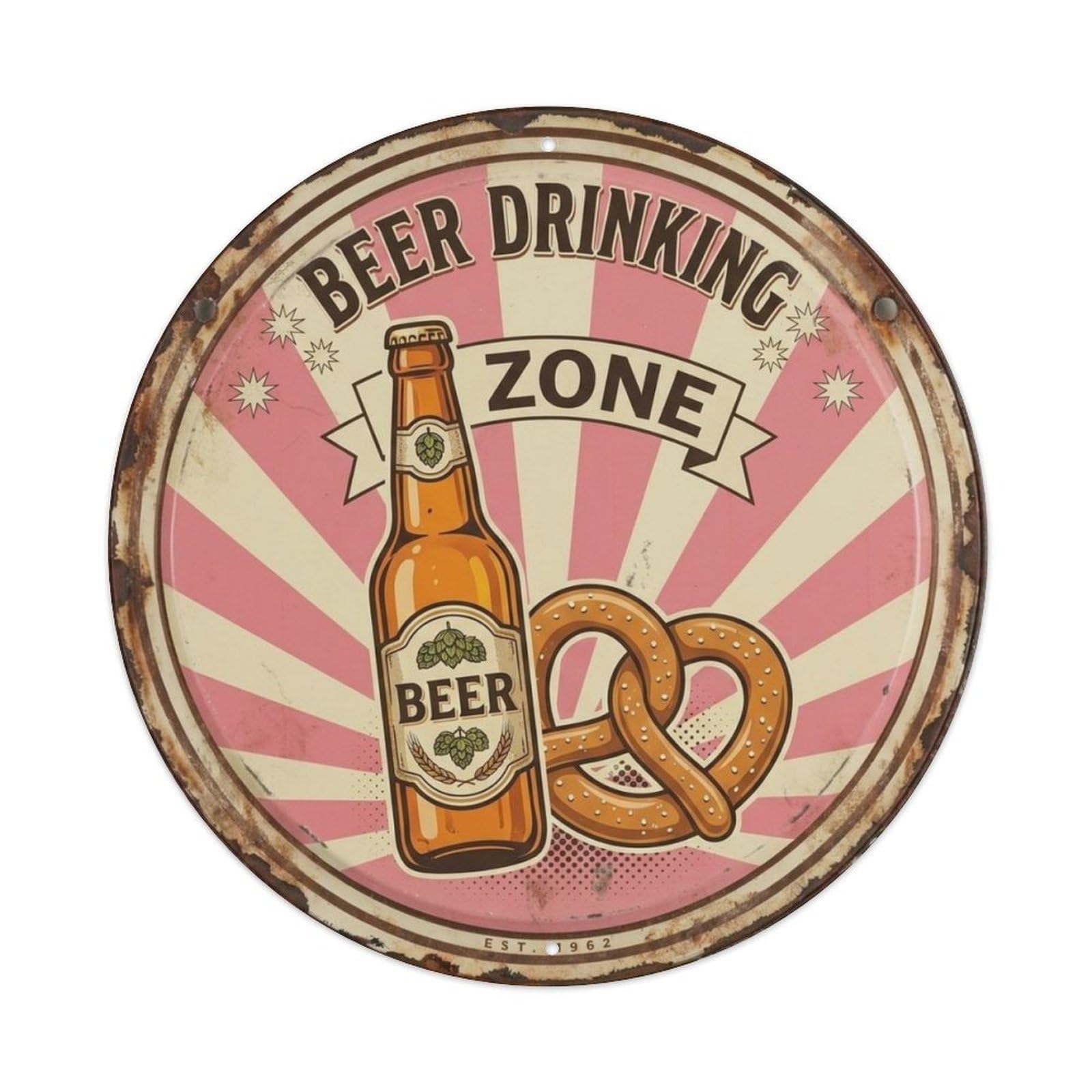 Beer Drinking Zone Metal Tin Sign Plaque