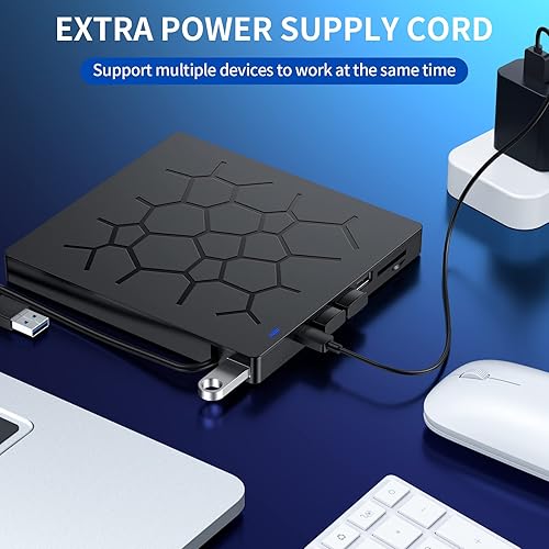 Miniatura 6 de Unidad externa de CDDVD para laptop 7 en 1 USB 30 ultra delgado reproductor de DVD portátil grabadora de CD ROM grabador de disco externo óptico