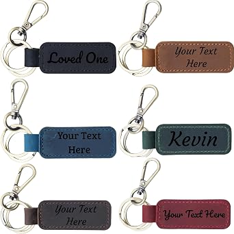 Personalized Leather Keychain, Custom Leather Key chain, Handmade Laser Engraved key holder, Name Keytag Gift for Men & Women