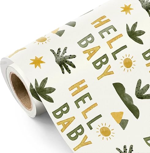 Vista 118 de WRAPAHOLIC Papel de regalo reversible, mini rollo, 17 pulgadas x 33 pies, adorable diseño de gato y azul sólido para cumpleaños, vacaciones