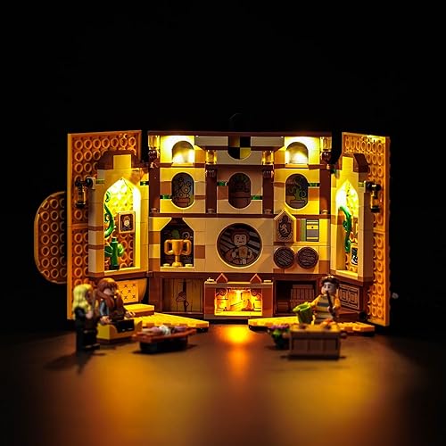 LocoLee Luz decorativa para Lego Hufflepuff House Banner 76412 (no incluye modelos Lego) Hogwarts Castle 3D juego de iluminación de pared para
