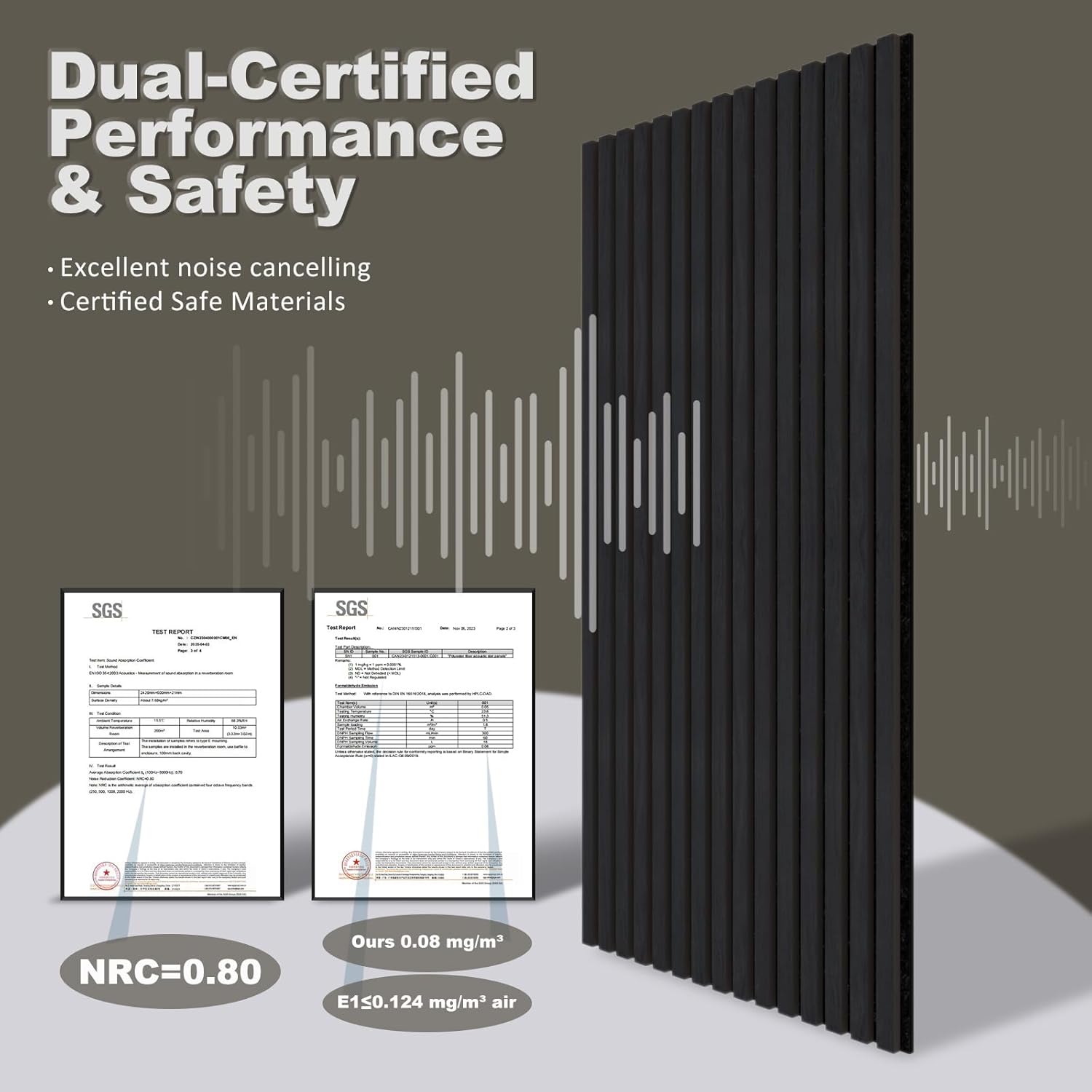 Acoustic Wall Panels, 2 Pack Wood Slat Wall Panel, Soundproof Wall Panels, 3D Textured Wall Decor for Ceiling and Wall, 47.2" x 23.6", in Black Oak Finish
