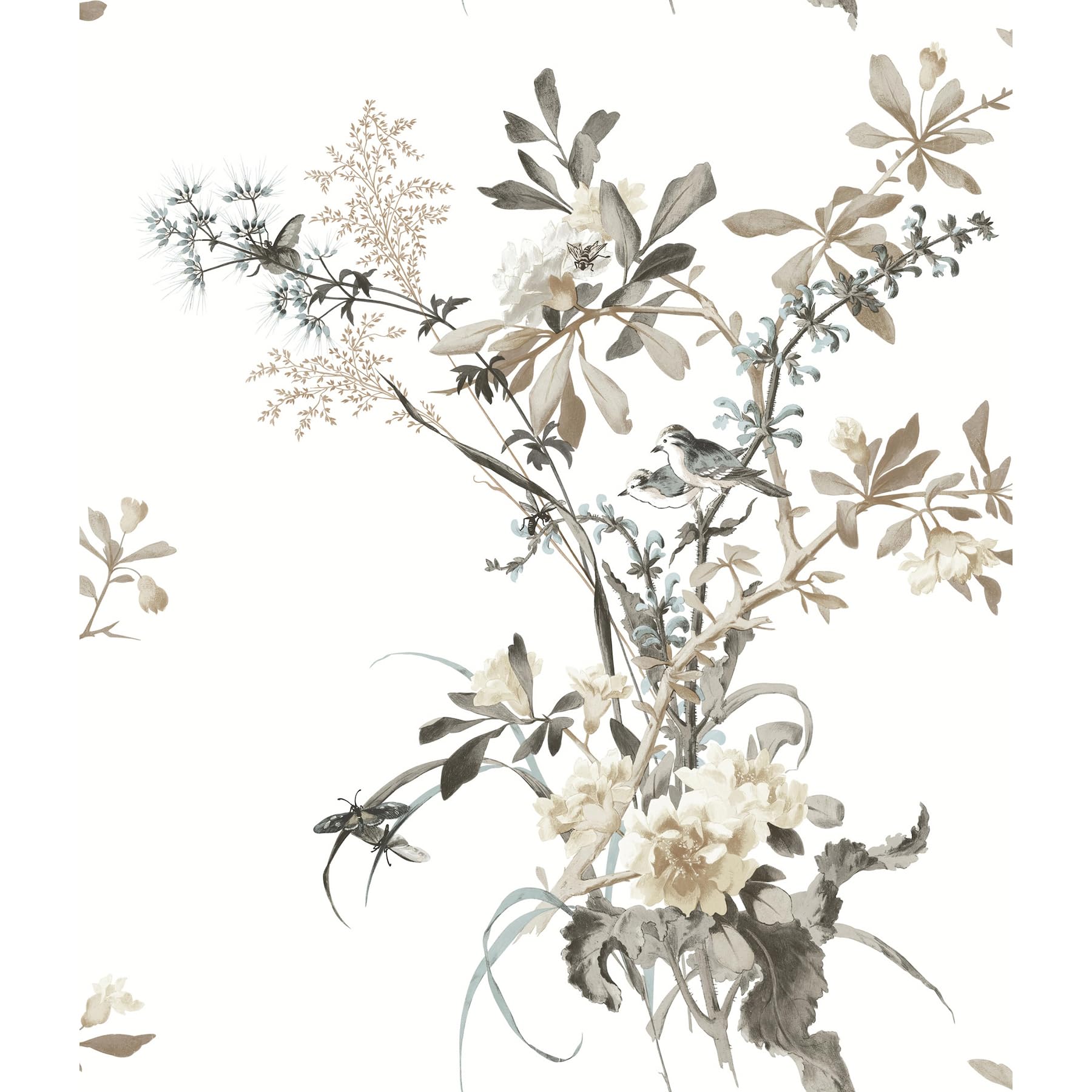 Papier peint fleurs sauvages autocollant York Wallcoverings revêtement mural jade amovible