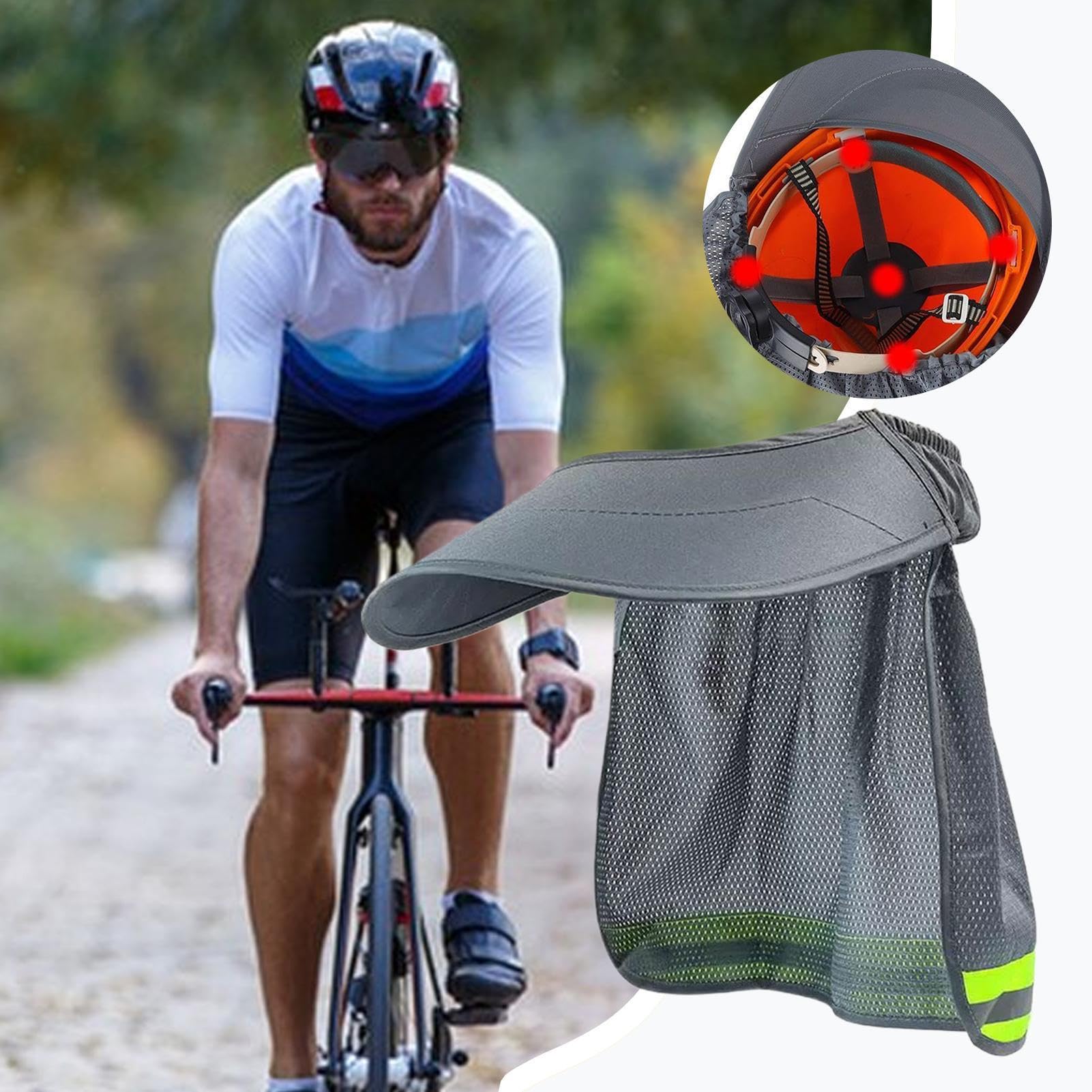Casque de sécurité – Pare-soleil rafraîchissant | Tour de cou en maille | Bande réfléchissante de fixation de casque | Pare-soleil pour chantiers de construction, hommes, jardinage, entrepôt extérieur