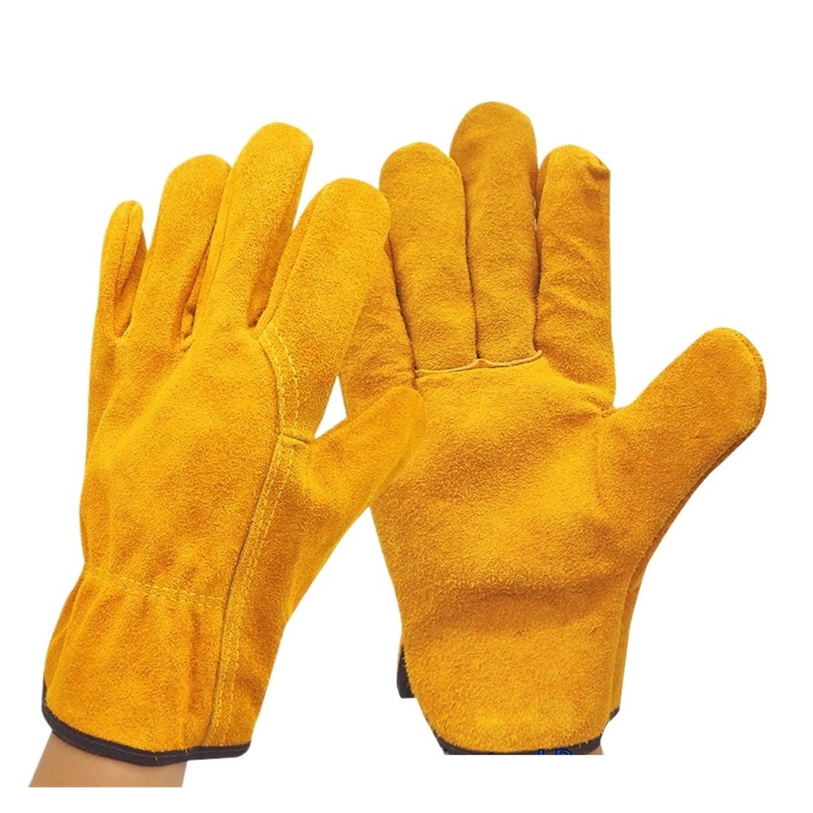 Générique Gants de Soudeur en Cuir Vache, Gants Travail Jaunes 24,5 cm