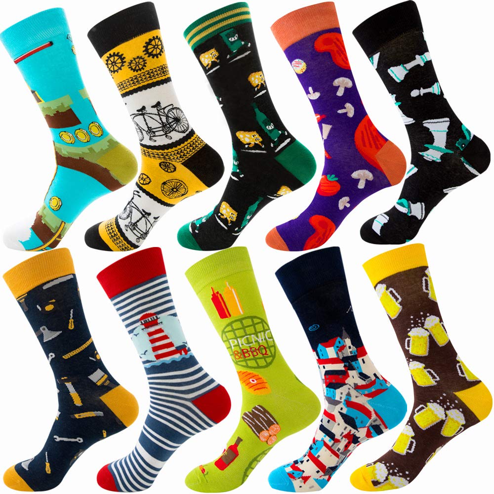 IVORIE2 Pairs Men's Novelty Socks Creative Funny Decorative Natural Cotton Fashionable