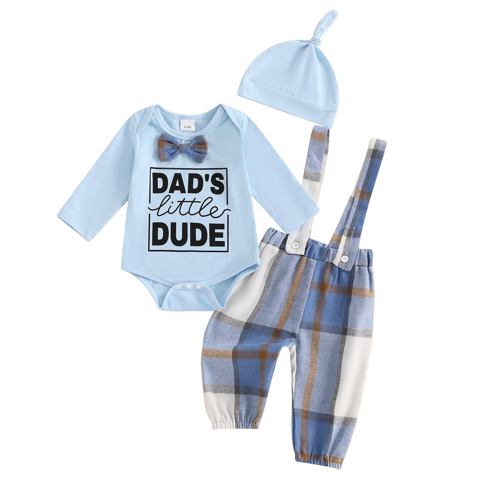 Hnyenmcko Newborn Baby Boy Fall Outfits Letter Print Long Sleeve Romper Suspender Pants Hat Sets Infant Boy Winter
