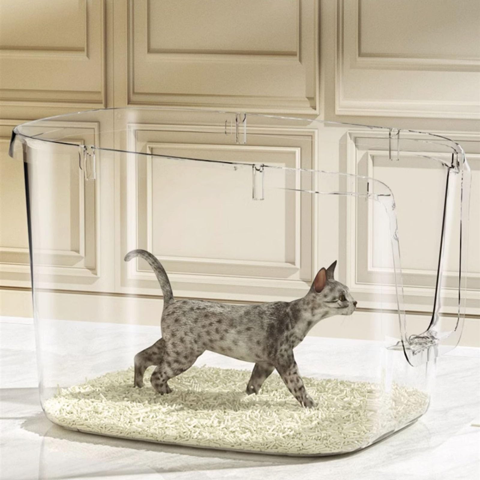 Exclusivo para Gatos y Perros Caja de Arena for Gatos con Tapa Cubierta, Caja semicerrada Pala for y Palo for raspar, Grande for tamaño pequeño a, fácil Instalar para Interiores(Grande)