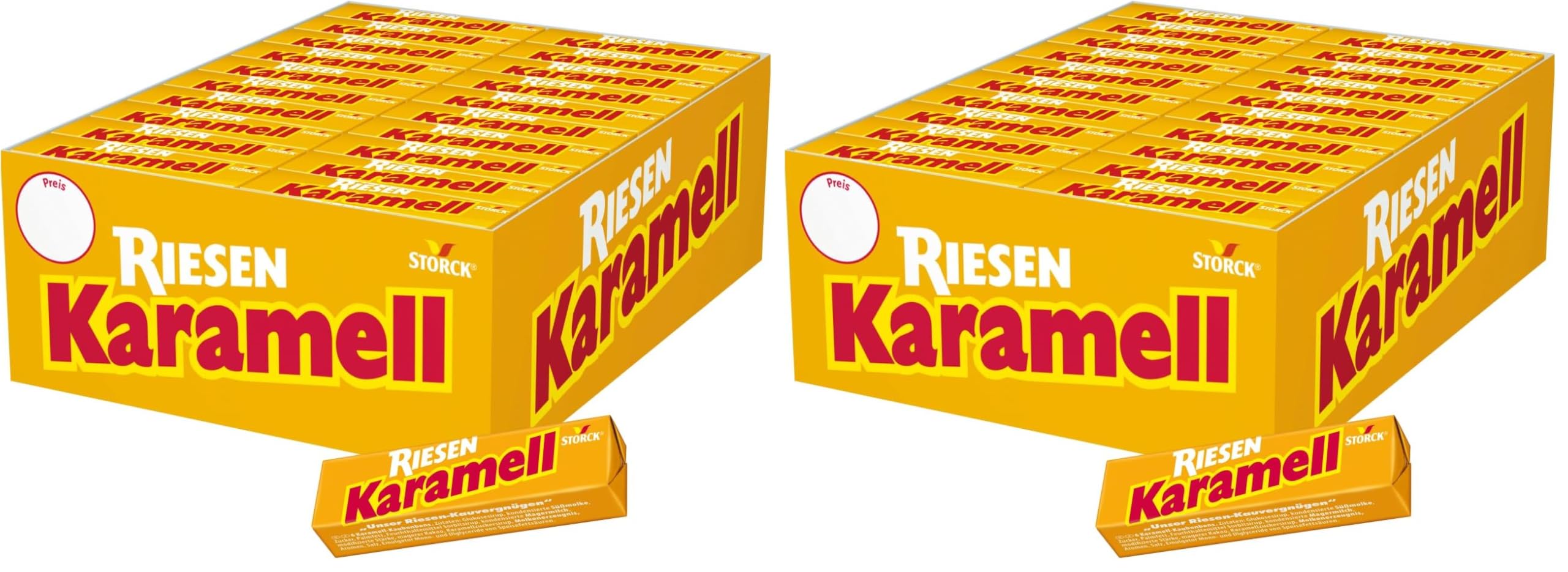 Karamell RIESEN – 80 x 29g Stange – Karamellkaubonbons mit intensivem Karamellgeschmack (Packung mit 2)