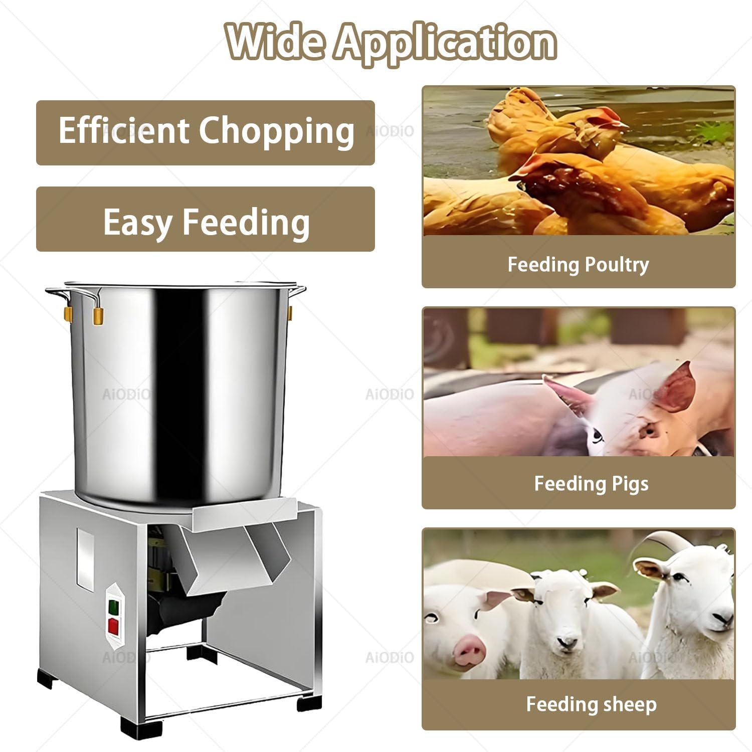 Trituratore per Allevamento, trituratore per la Lavorazione di mangimi per pollame, con 4 Lame, Produzione 50-200 kg/h, trituratore Elettrico per Verdure a 3500 Giri/min 220V-1200W