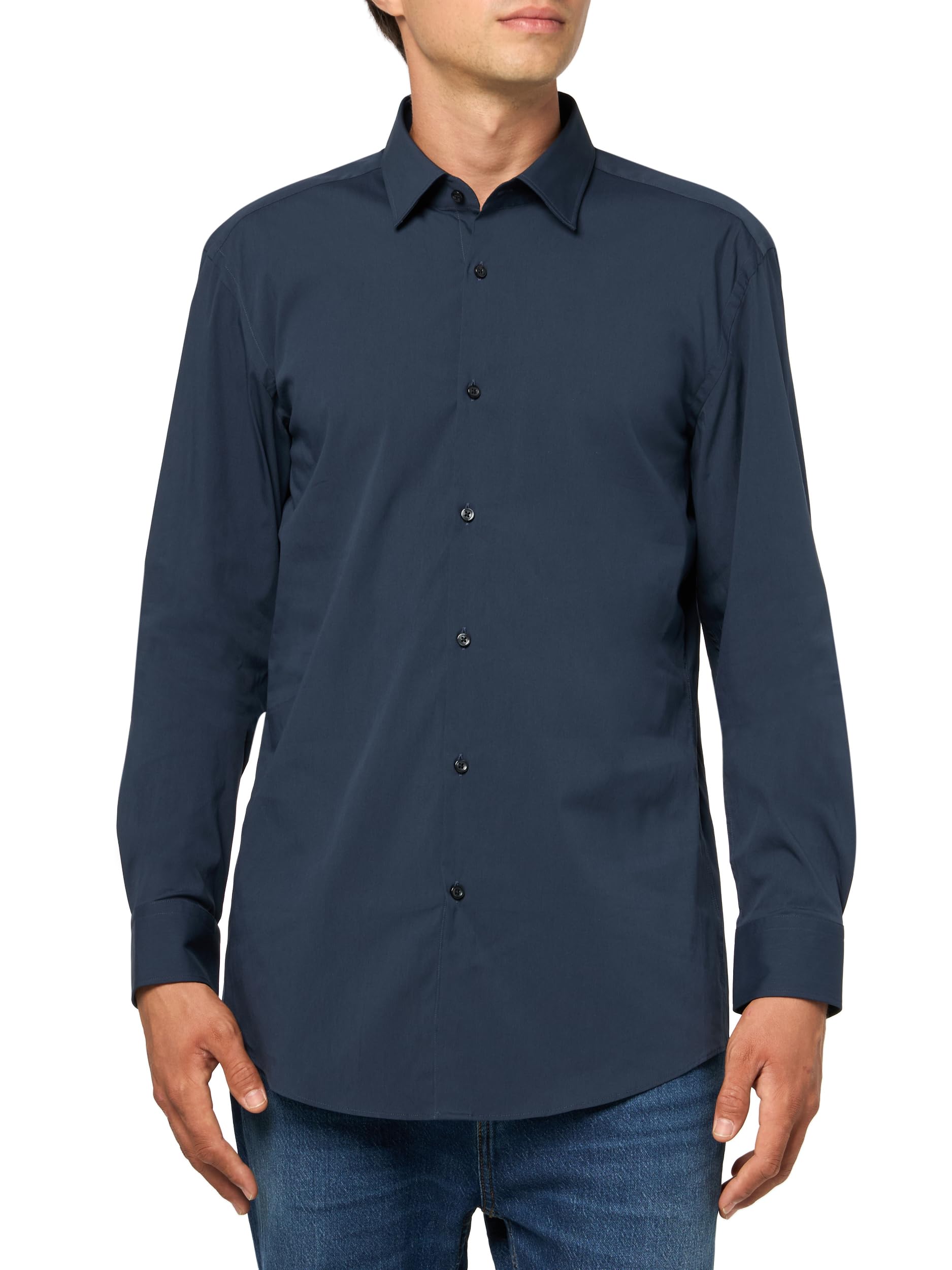 Hugo Kenno Herrenhemd mit Knopfleiste, Navy Shadow, 41 cm Hals
