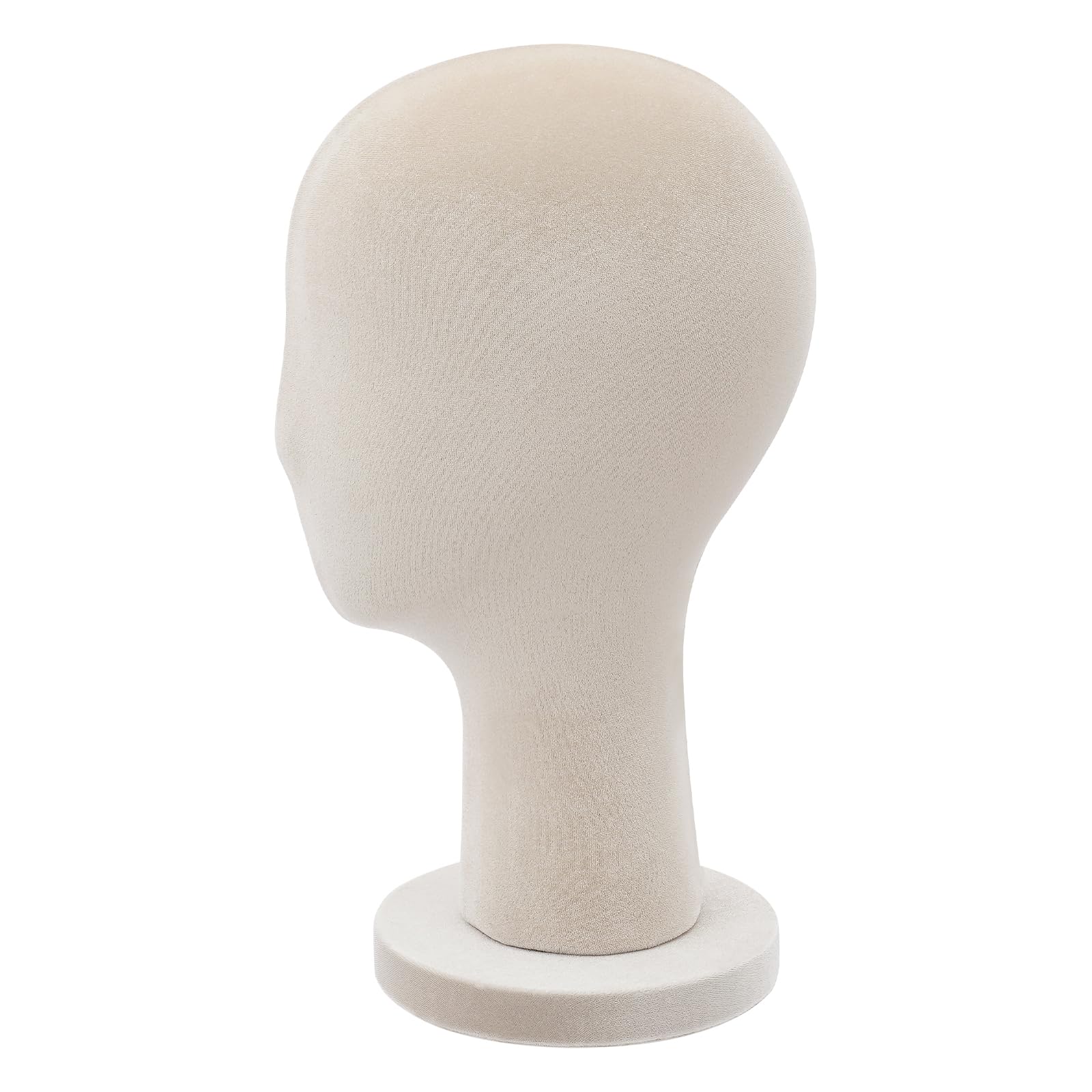 LouAleaxo Professional Female Mannequin Head for Displaying Wigs and Hats, Velvet Coating with Rounded Edges, Stable Base for Counters and Window Displays