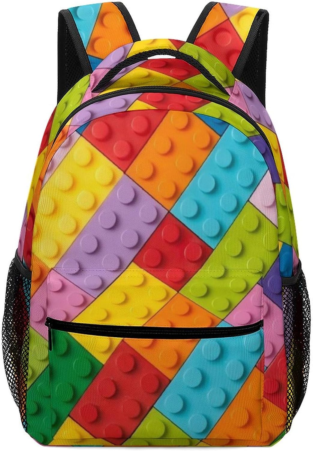 Kids Colorful Building Blocks Bricks Backpack Multifunctional Casual Daypack For College School Bookbag Travel Outwork