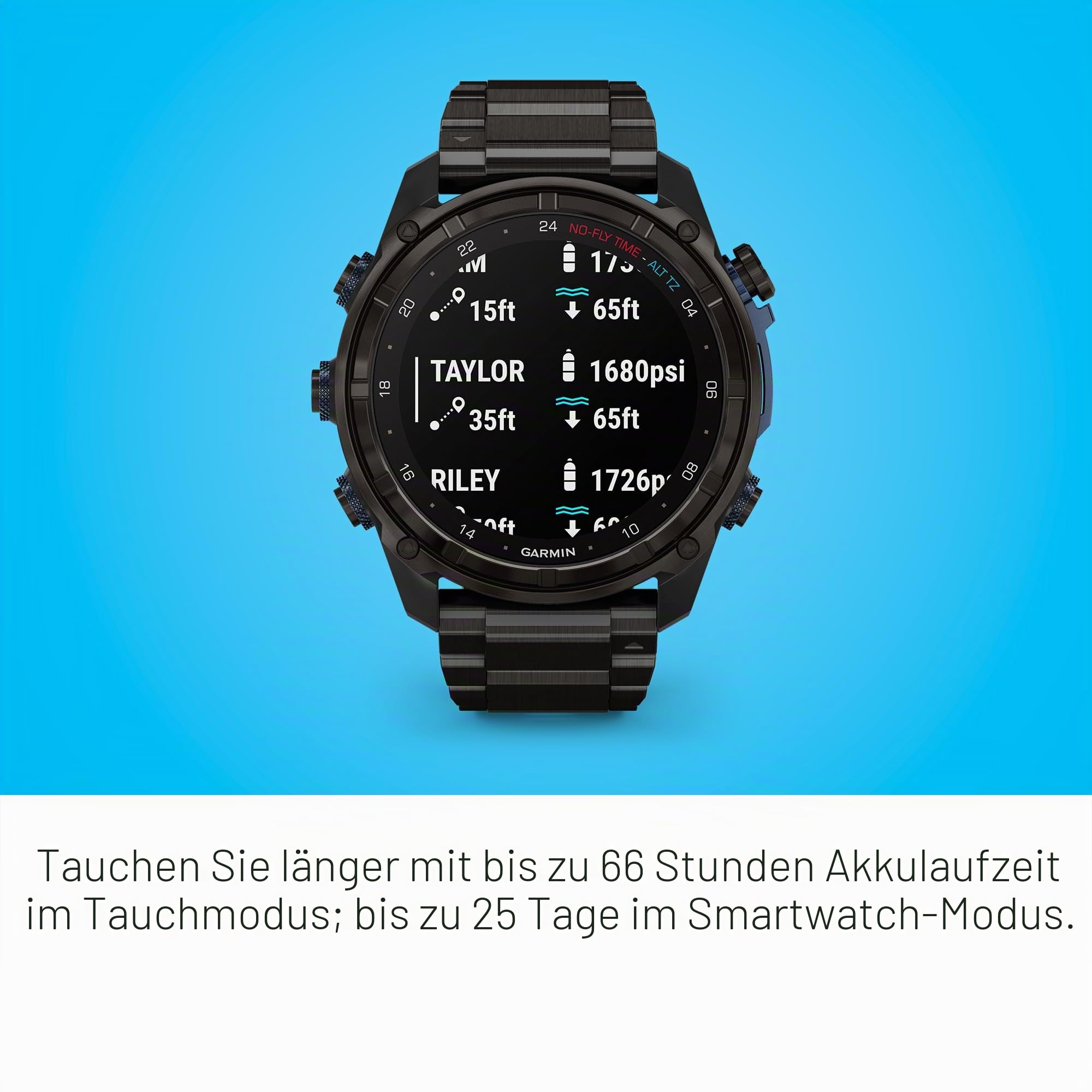 Garmin Descent Mk3i Tauchcomputer und Multisport GPS Smartwatch, Air Integration, Black Titanium
