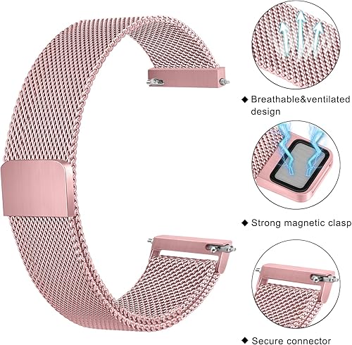 Miniatura 3 de Amzpas Correa de reloj de metal de liberación rápida de 0.787 in 0.866 in, correa de reloj de acero inoxidable, correa de repuesto magnética de