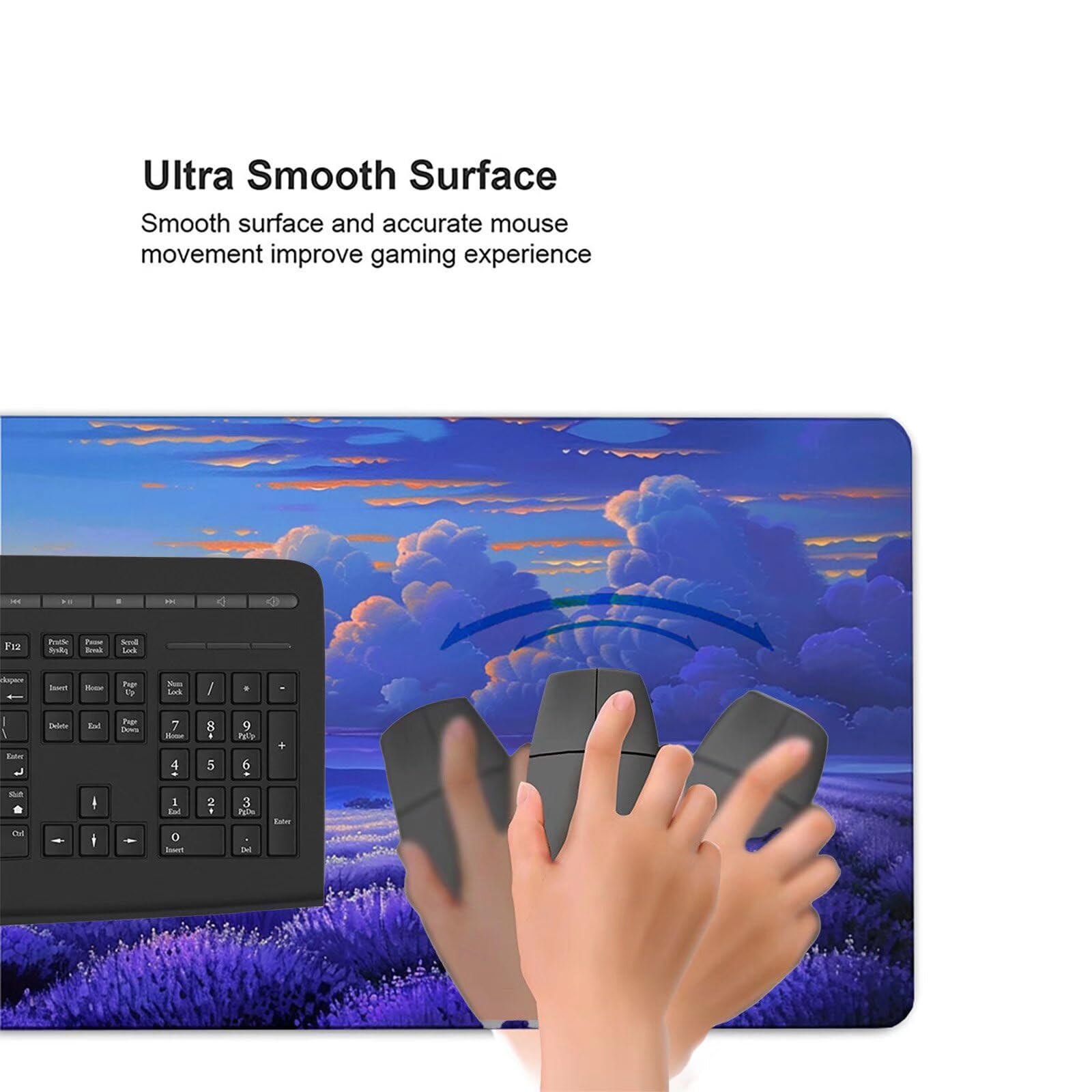 Tappetino Mouse Porpora, Luna Gaming Tappetino Mouse XXL 1200x600x3mm, Tappetino Scrivania Impermeabile e Antiscivolo, Migliora Precisione e Velocità Mouse Pad, per Accessori Gaming, Regalo J-1-Y