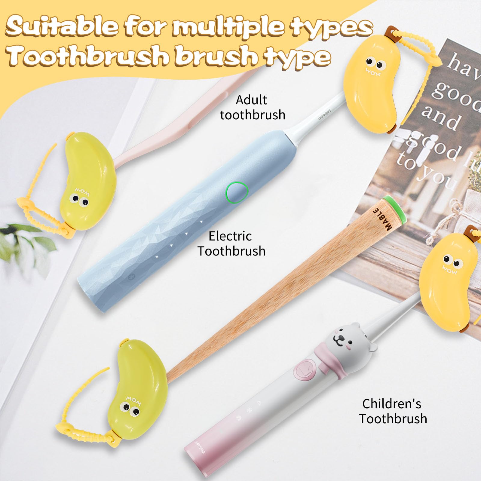 Amazon.com: 4 Pcs Banana Toothbrush Cover, Banana-Shaped