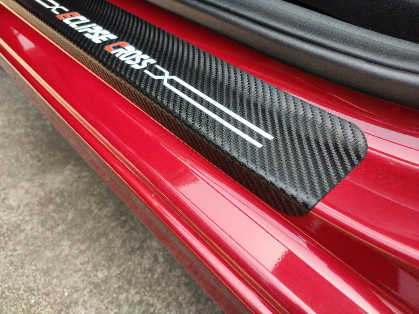 GZBFTDH Auto Door Sill Scuff Protector Trim, Compatible for Mitsubishi Eclipse Cross Accessories 2018-2022 Car Parts, Leather Door Entry Guard Plate