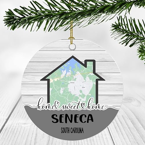 Home Sweet Home Seneca SC 2023  Adorno de Séneca Carolina del Sur para el hogar, mapa de la ciudad, boda, regalo de inauguración de la casa para