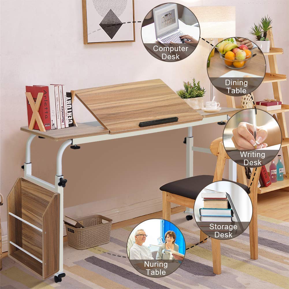 Overbed Table, Overbed Trolley Storage Desk Home Rolling Mobile