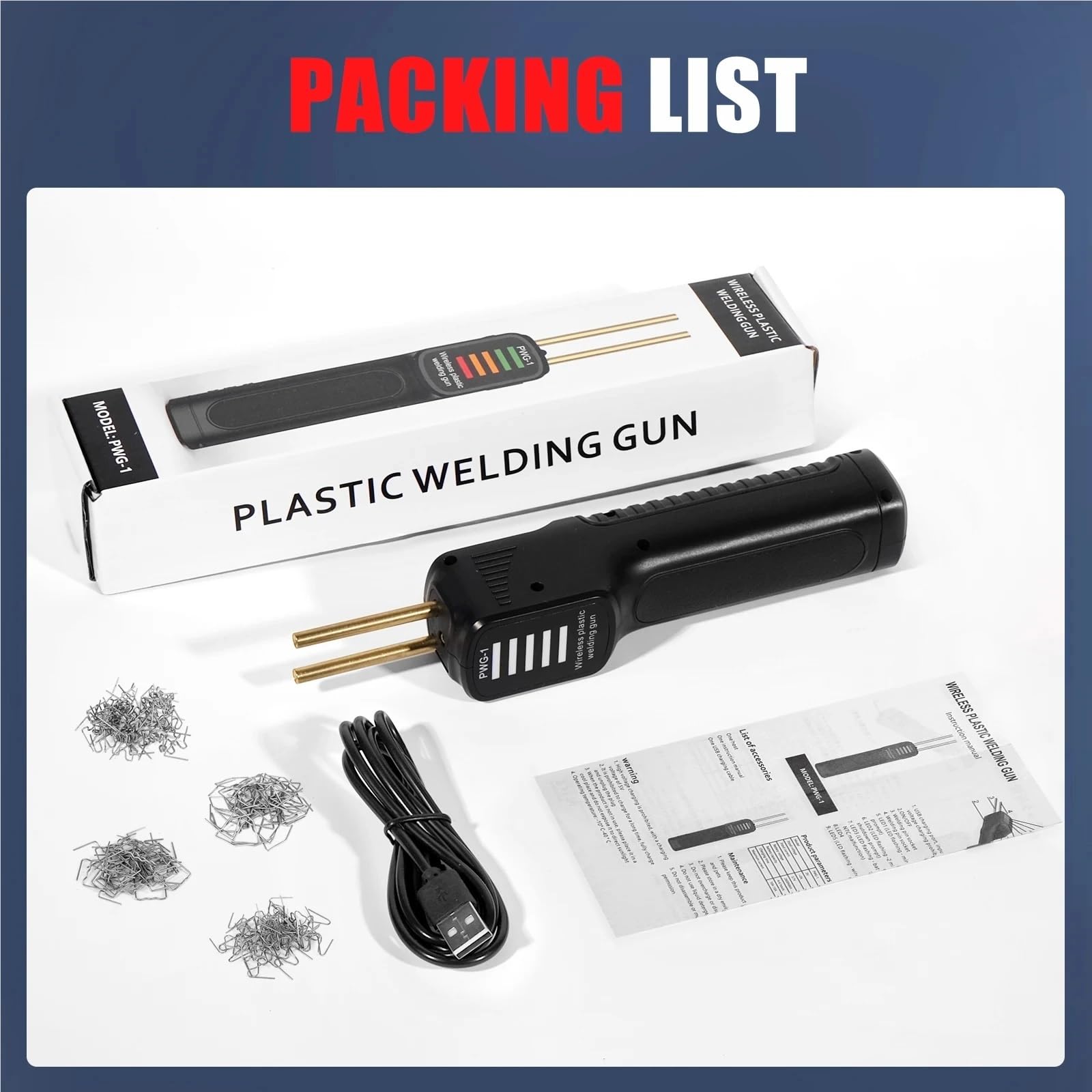 Plástico Soldadura Máquina Máquina de soldadura para reparación parachoques coche, soldadora plástico recargable con batería, grapadora caliente, PWG-1Welder