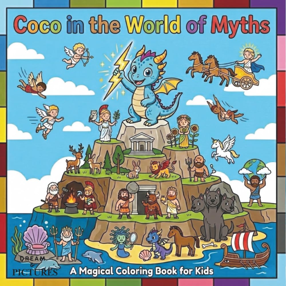 Little Dragon Coco in the World of Myths: A Fun Coloring Book for Kids featuring Friendly Gods, Brave Heroes, and Mythical Creatures – 30 Heartwarming Scenes
