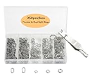 Drchoer Small Split Ring Assortment Kit: 250pcs Stainless Steel Fishing Oval Split Ring and Pliers Set - Fishing Tackle Lure Hook Connector for Lure Making