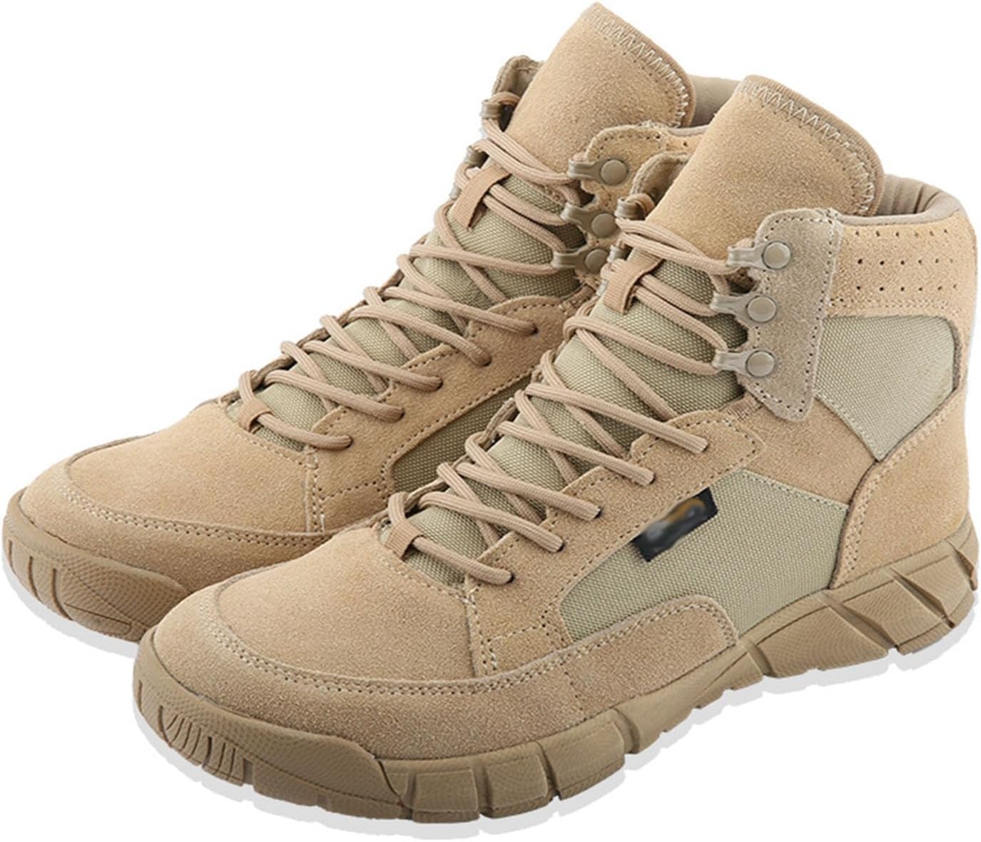 Men's Military Tactical Boot Lightweight Comfortable Boots for Work All Day Side Zipper Motorcycle Combat Hiking Boots