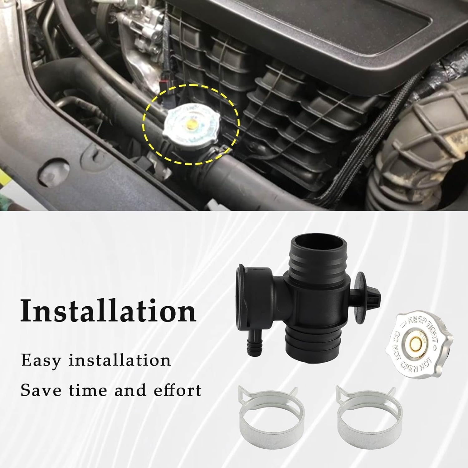 Coolant Cap Radiator Coolant Filler Neck With Fill Cap Compatible With Chrysler 200 Sebring Caliber Dodge Avenger/Durango Dakota/Jeep Compass Patriot 2.4L 3.7L Tapu00f3n De Radiador