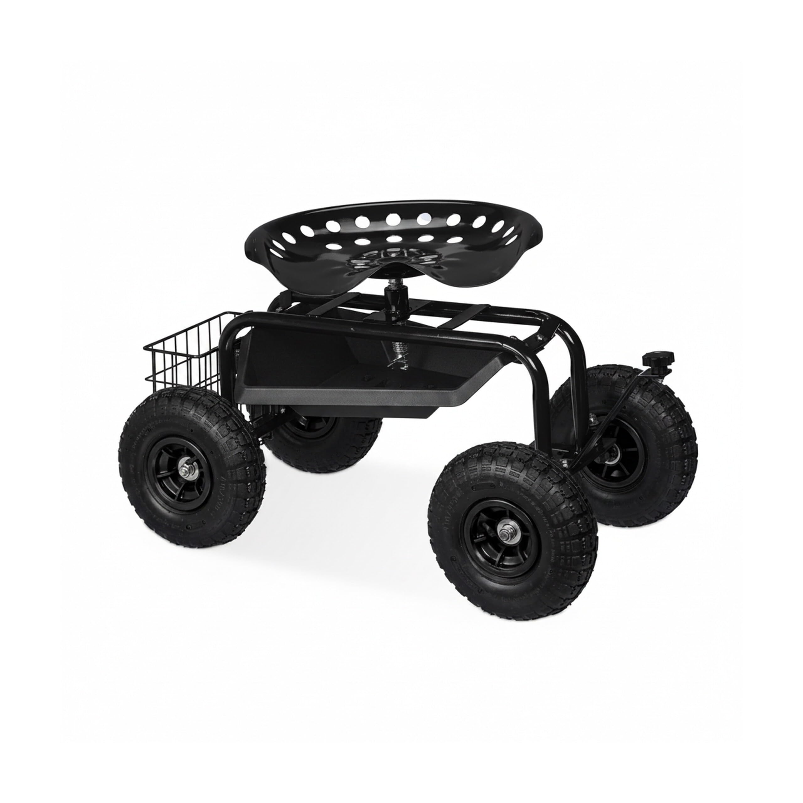 Relaxdays Siège Roulant de Jardin, réglable en Hauteur, 150 kg, Accessoire Jardinage, 4 Roues, Noir