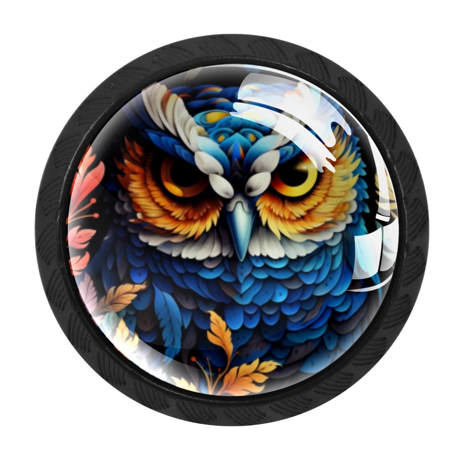 CHENZZZZ 4 Pieces Owl Kitchen Cabinet Knobs Drawer Knobs Dresser Knobs Black Knobs Drawer Pulls Dresser Drawer Handles Knobs for Dresser Drawers