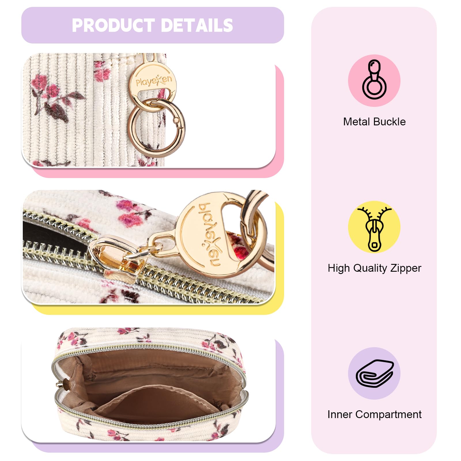 12,5*5*12,5cm Neceser Niña Pequeño para Compresas Organizador Bolso de Almacenamiento Compresas Algodon Salvaslip Bolsa Menstrual de Servilletas Sanitarias Regalo Adolescentes Niñas(flor-amarillo) — view 3