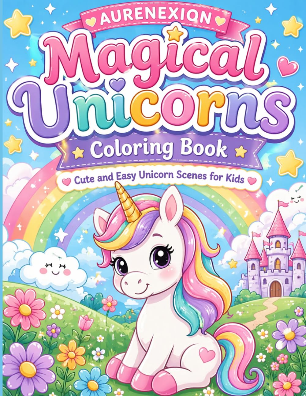 Magical Unicorns Coloring Book: Cute and Easy Unicorn Scenes for Kids (AURENEXION Cute Animals Collection)