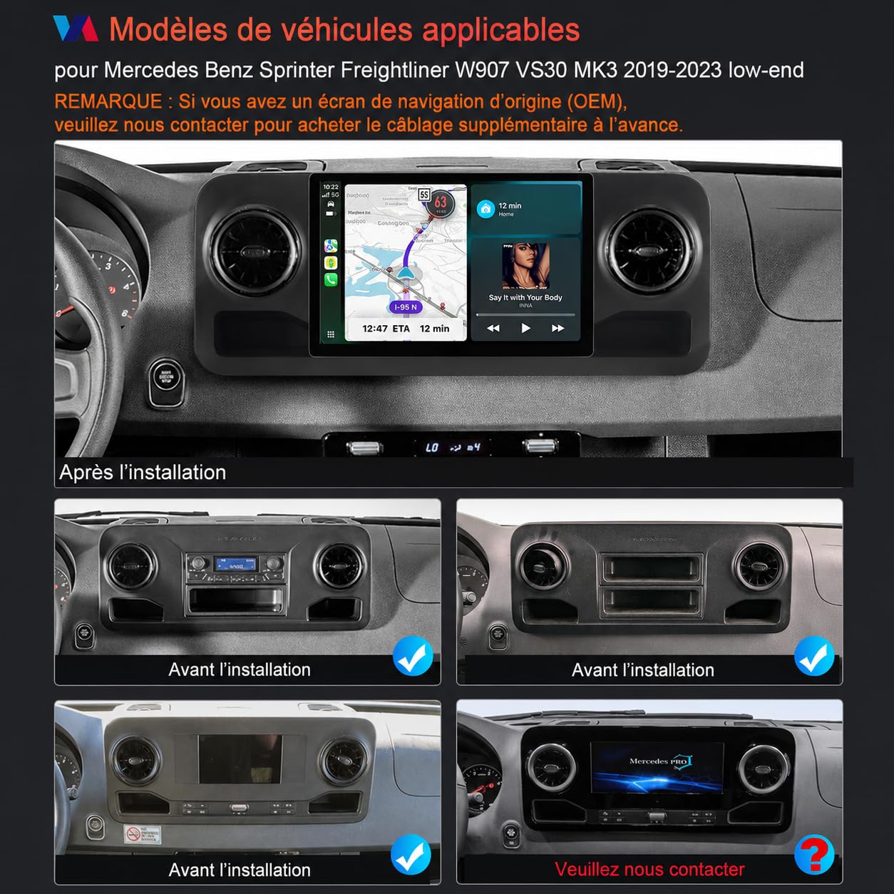 Autoradio pour Mercedes-Benz Sprinter Freightliner W907 VS30 2019-2023