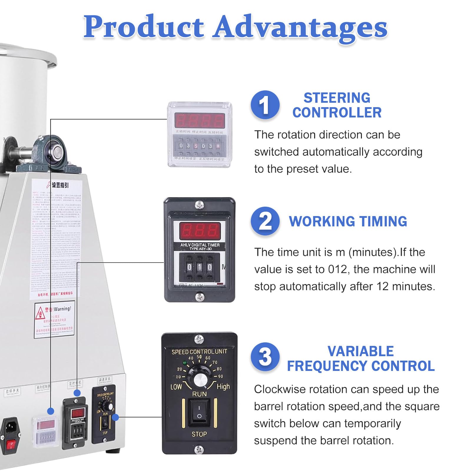 Labor-Pulvermischer Elektrischer Trockenpulvermischer 110V/220V 5L/10L 304 Edelstahl Stufenlose Drehzahl für Wissenschaftliche Forschung 10L