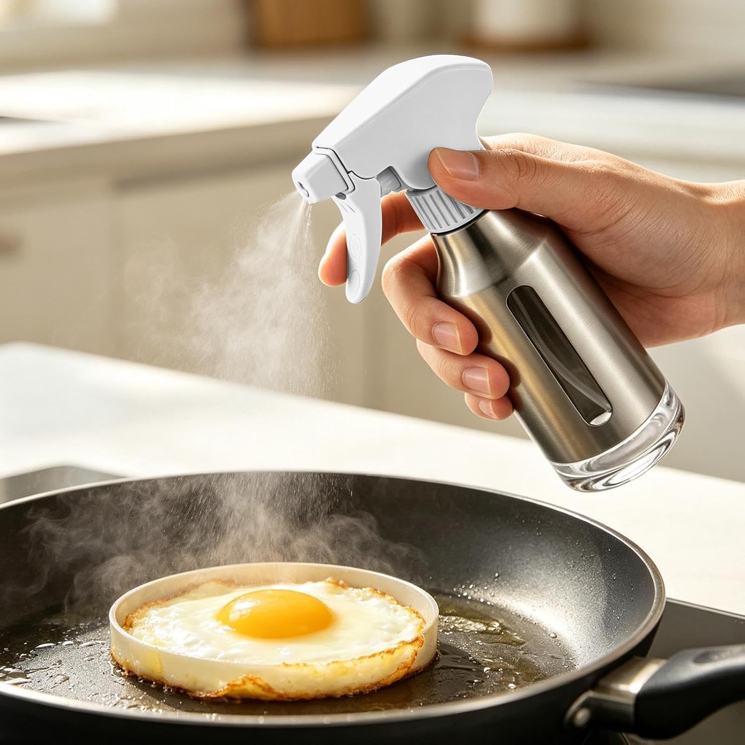 Oil Sprayer for Cooking 6.35 Oz Stainless Steel Refillable Dispenser image 3
