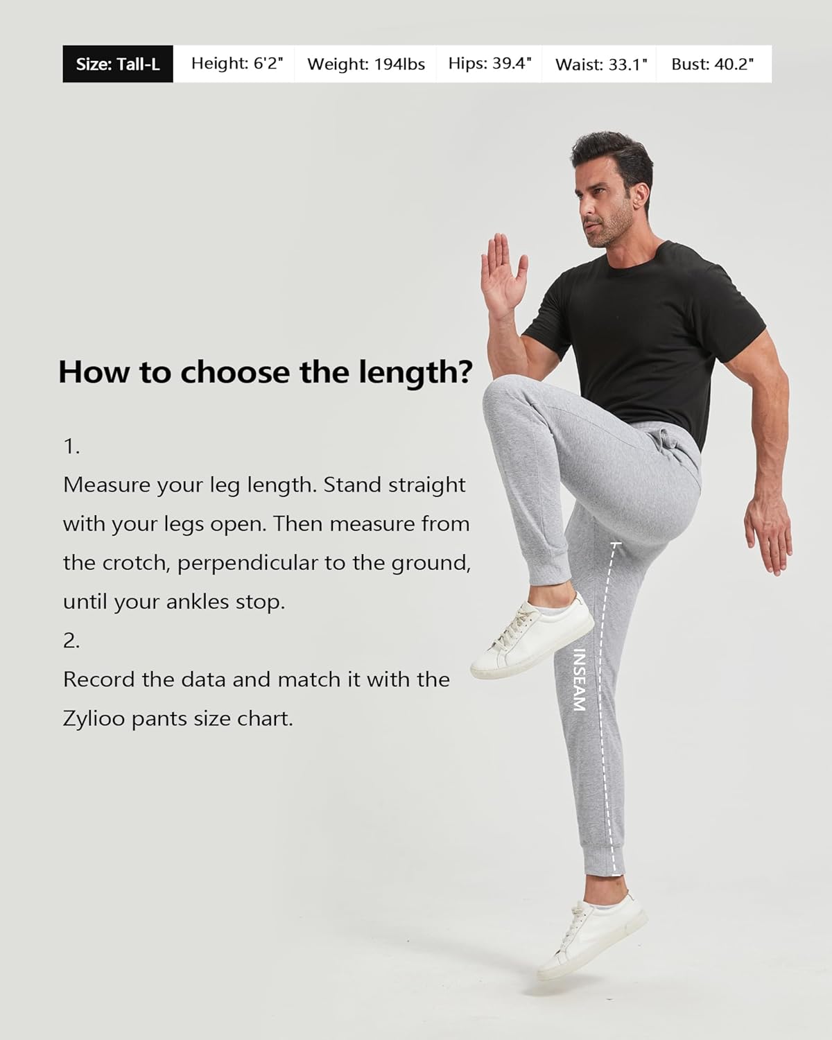 Zylioo Extra Long Fleece Sweatpants for Men Tall, Men's Black Fleece Sweatpants with 36 Inch Inseam, Men's Tall Joggers - Image 3