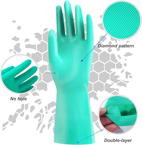 Miniatura 3 de Guantes resistentes a productos químicos de nitrilo, guantes domésticos sin goma de látex de 13 pulgadas, resistentes a ácidos, álcalis, disolventes