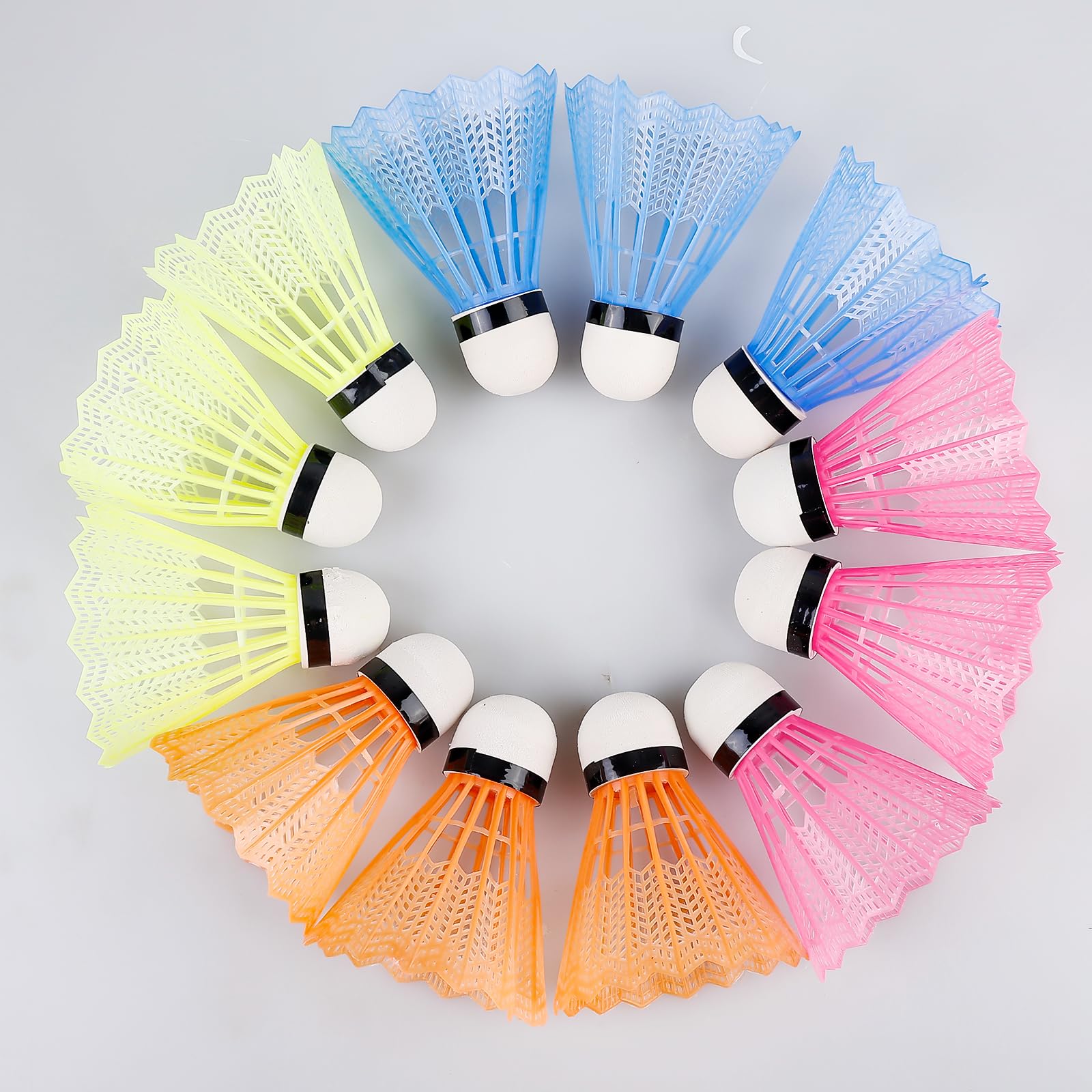 24 pezzi volani da badminton, volani in plastica, palline da badminton multicolore, stabilità e durata, volano colorato per interni ed esterni, sport, allenamento, intrattenimento