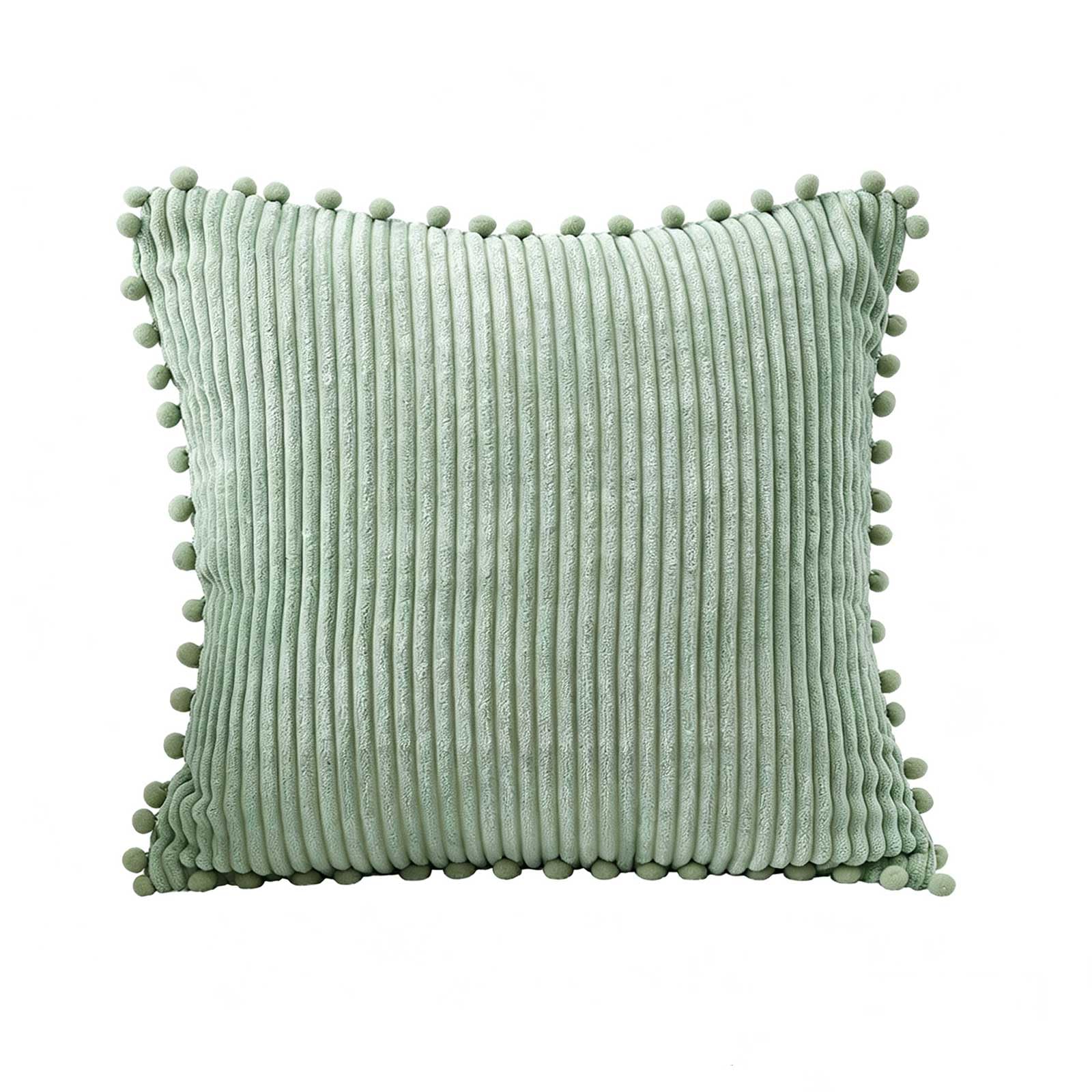 AXCTYSFP Corduroy Striped Decorative Throw Pillow Covers with Pom Solid