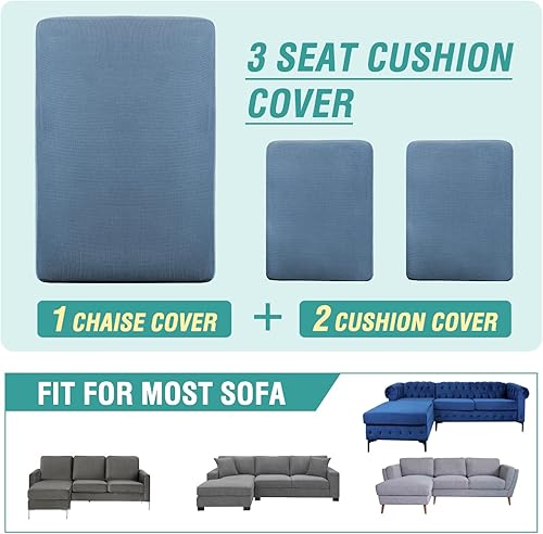 Miniatura 5 de EURHOWING Fundas de cojín para sofá modular, fundas de cojín en forma de L, forro polar elástico, cojín separado para sofá, diván, funda elástica
