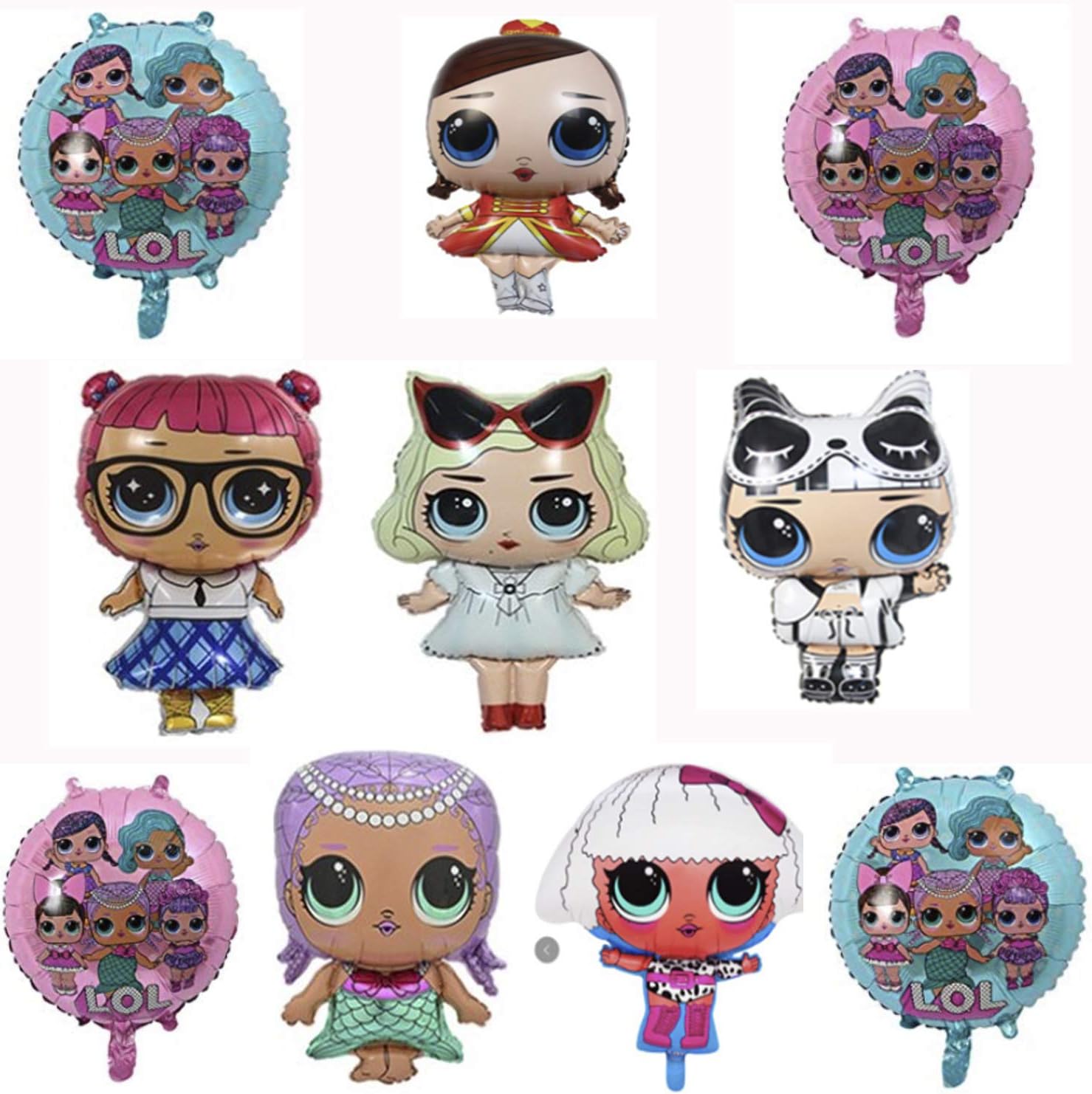 LOL Party's Balloons Surprise Birthday Balloon - 10 PCS - Bouquet Decorations Surprise Doll Balloons - Children Birthday Doll Balloons Decorations