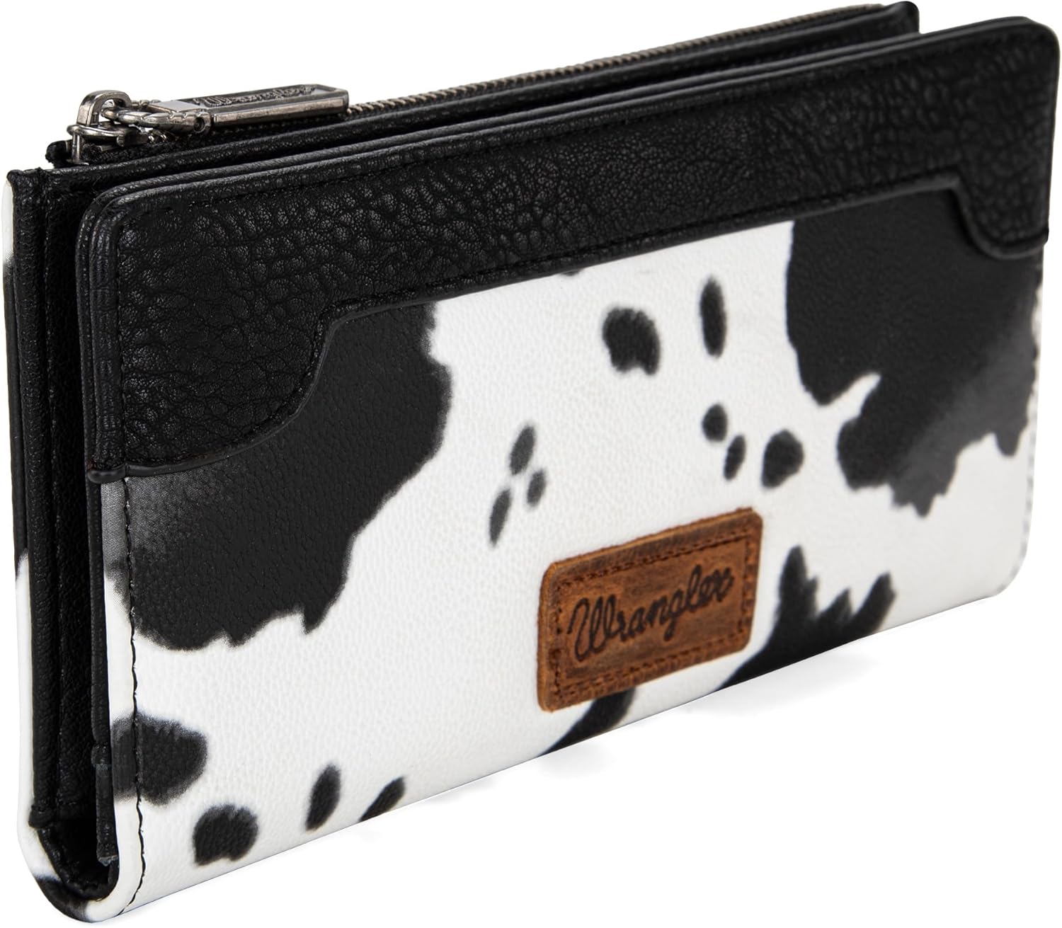Montana West Wrangler Cow Print Bifold Wallet Women's Wallets, Card Cases & Money Organizers Women Credit Card Wallet for Ladies Female Cash Wallett Black Wallets with Smooth Zipper - Image 4
