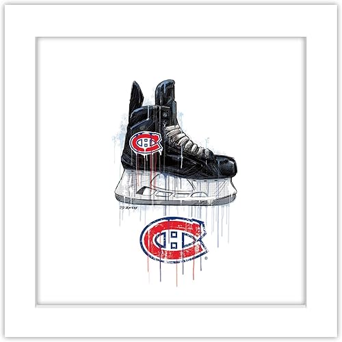 Trends International Gallery Pops NHL Montreal Canadiens - Arte de pared de patín de goteo, versión enmarcada blanca, 12 x 12 pulgadas