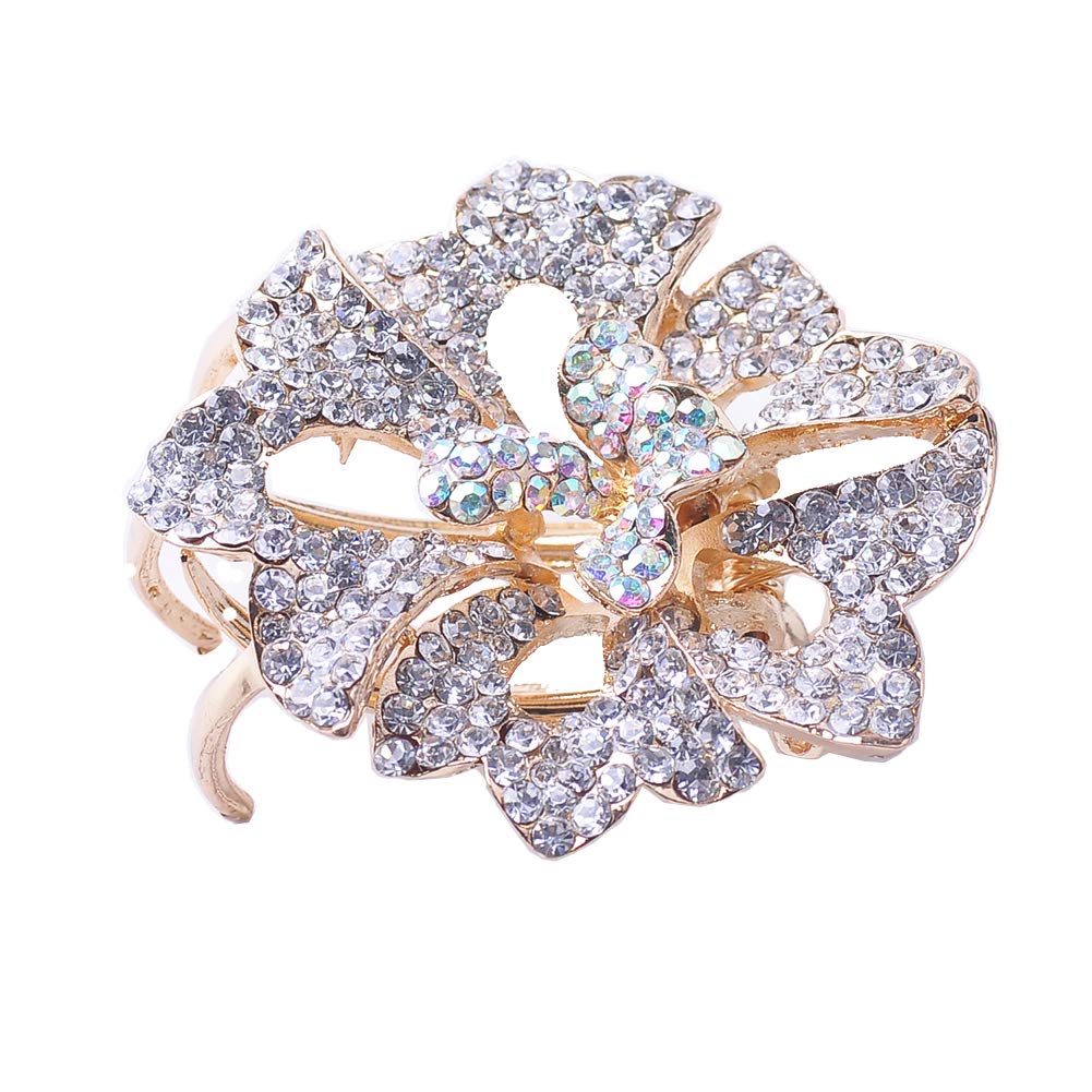 Silver Jaw Crystal hair clips alligator Metal Flowers Wedding Claw Pins Accessories Bows (gold plated)