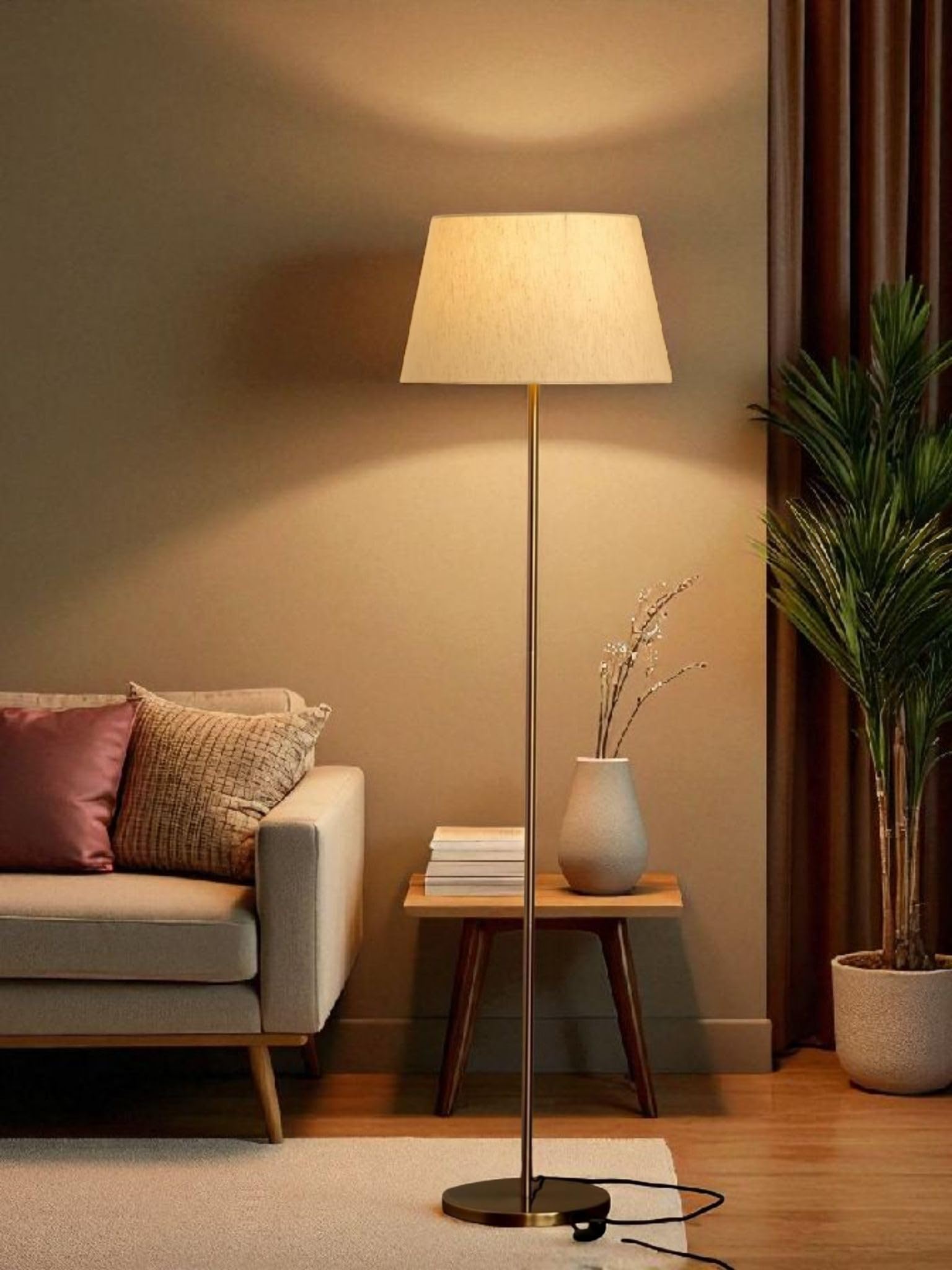 Golden Brass Floor Lamp - 4ft Height, Free Shipping -4 Golden Brass Floor Lamp - 4ft Height, Free Shipping -4