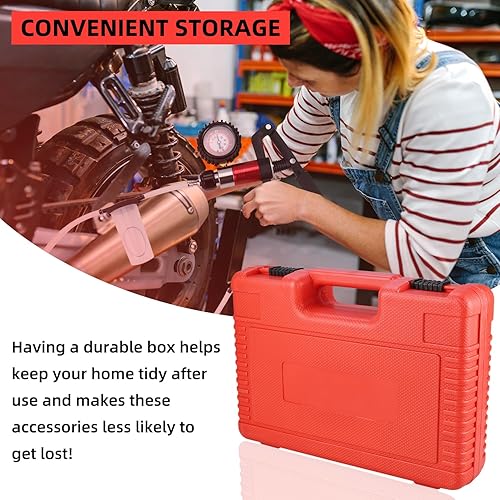 Miniatura 9 de BTSHUB Juego de 21 piezas de probador de bomba de vacío de mano, kit de herramientas de purga de líquido de embrague de freno, apto para adaptadores